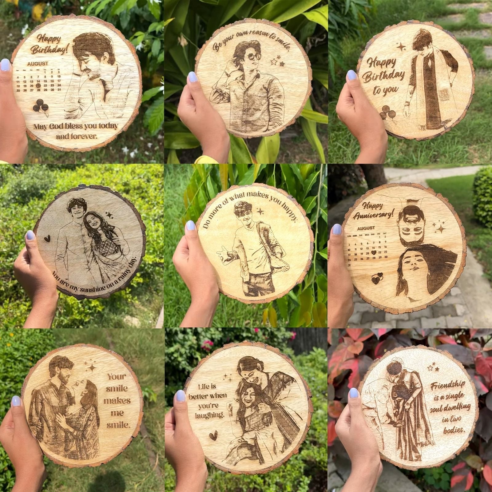 Wooden slice engraving