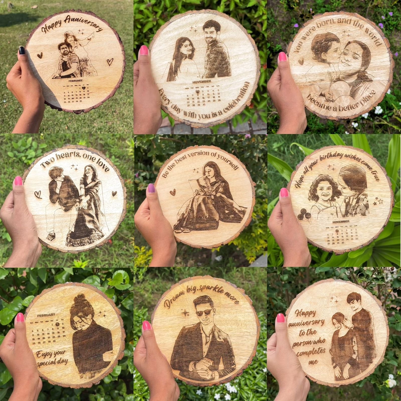 Wooden slice engraving