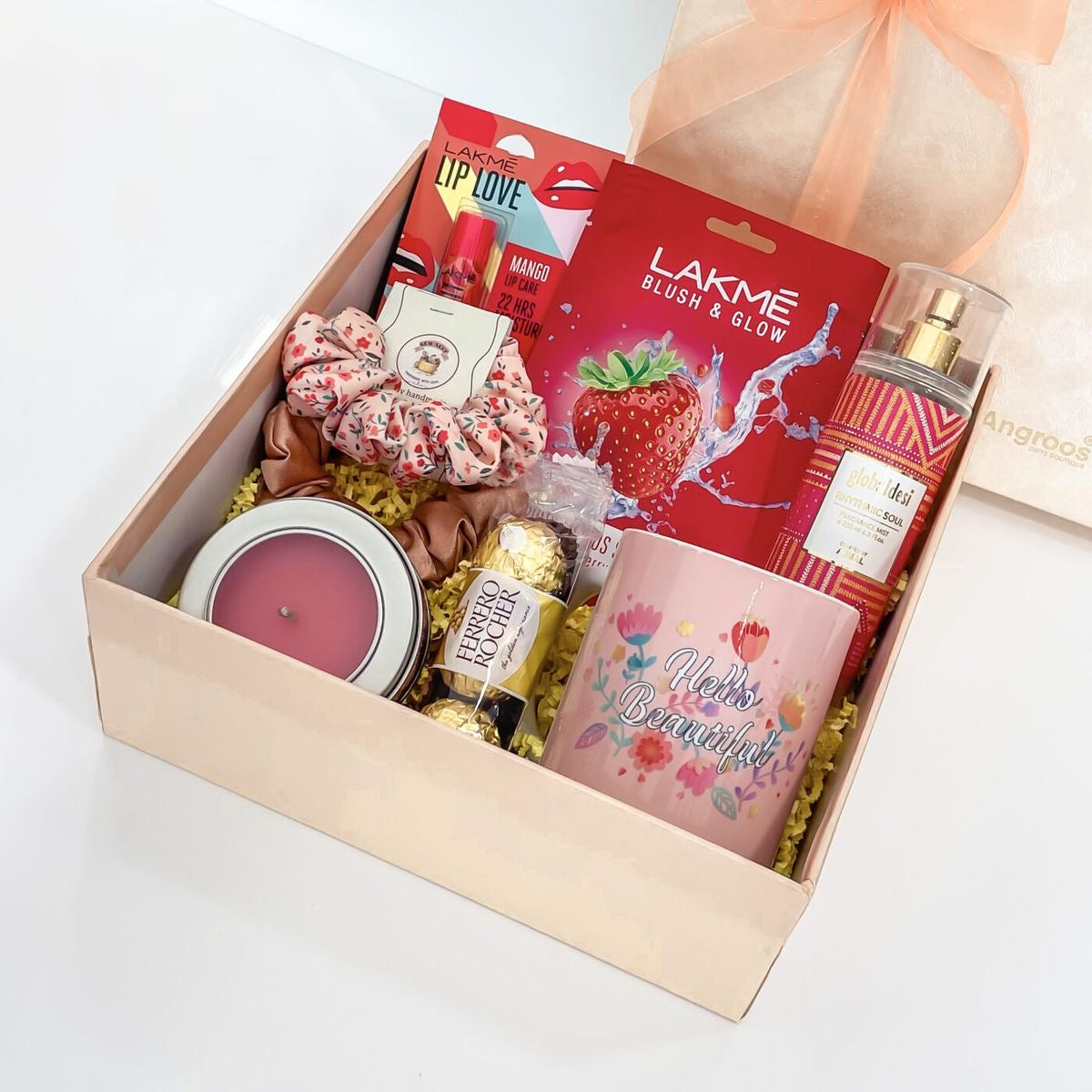 Lavender Enchantment Wedding Gift Hamper For Bride With Scrunchies, Scented Candle, Chocolates, And More