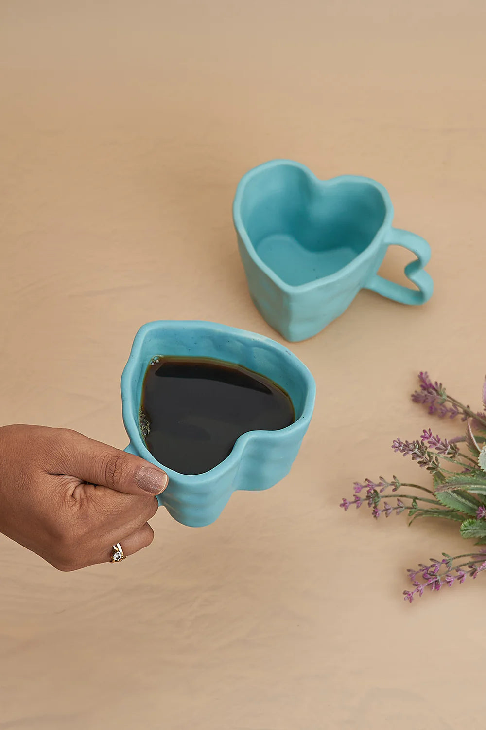 Sky Blue Ceramic Heart Mug (300ml)