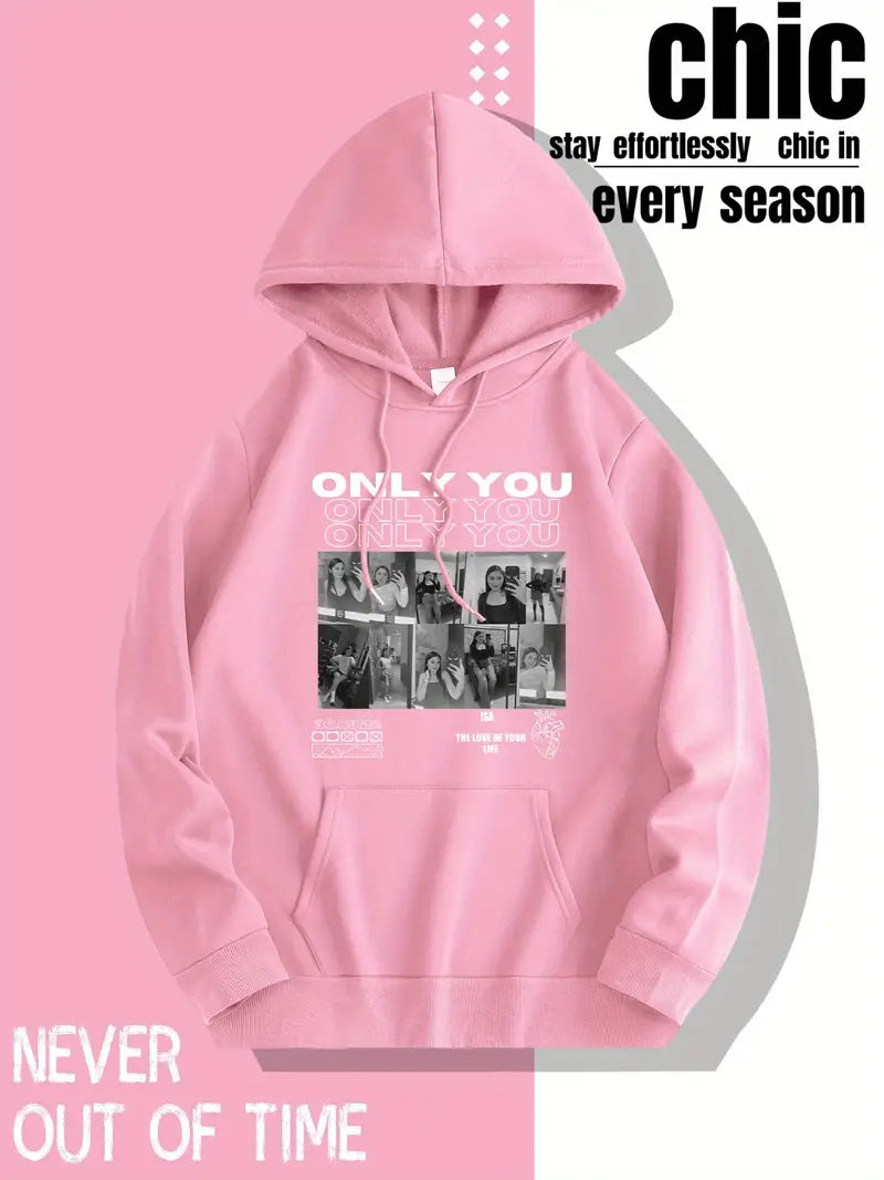 ONLY YOU Oversized Black Graphic Hoodie