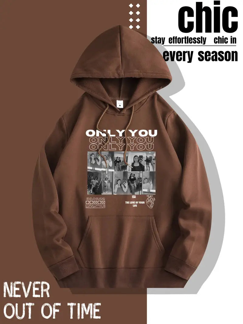 ONLY YOU Oversized Black Graphic Hoodie