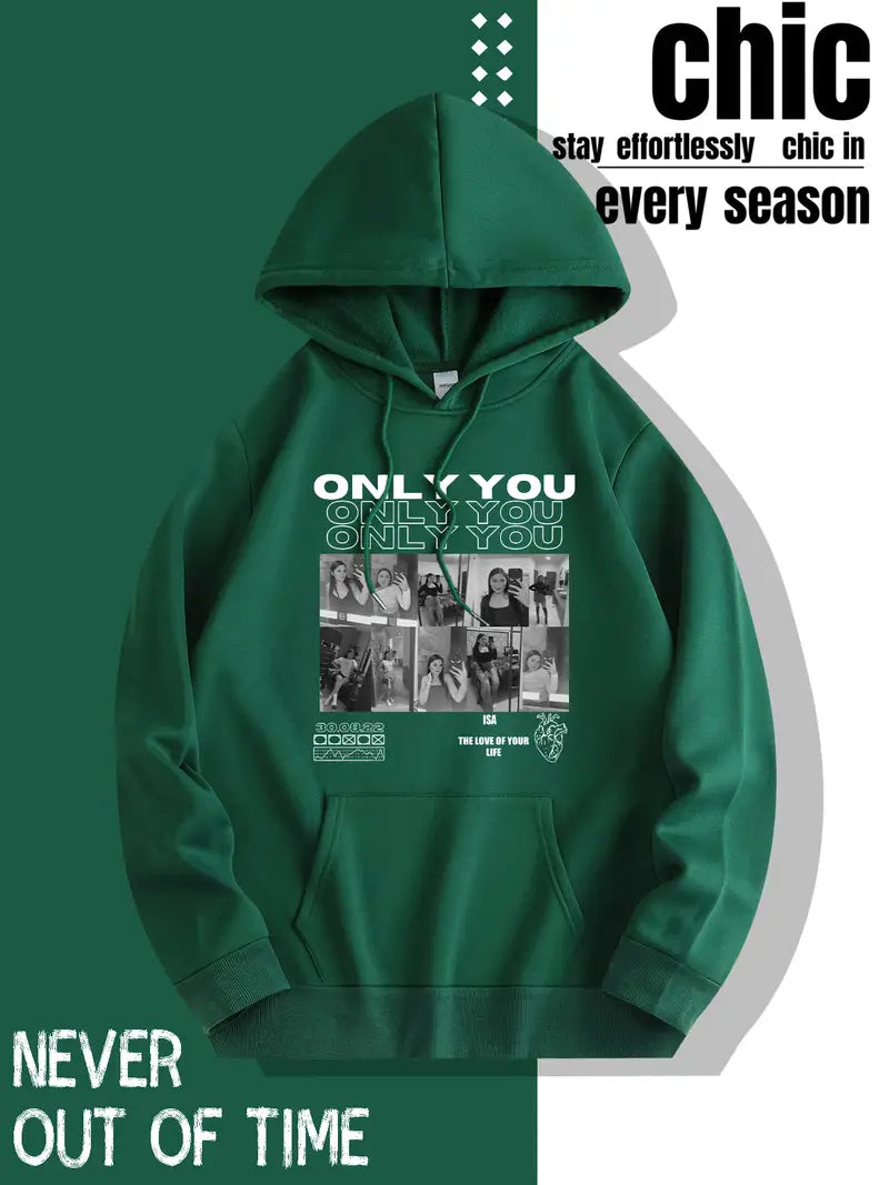 ONLY YOU Oversized Black Graphic Hoodie