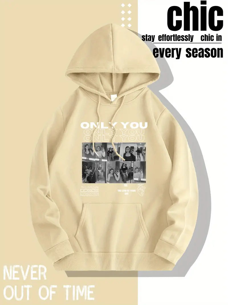 ONLY YOU Oversized Black Graphic Hoodie