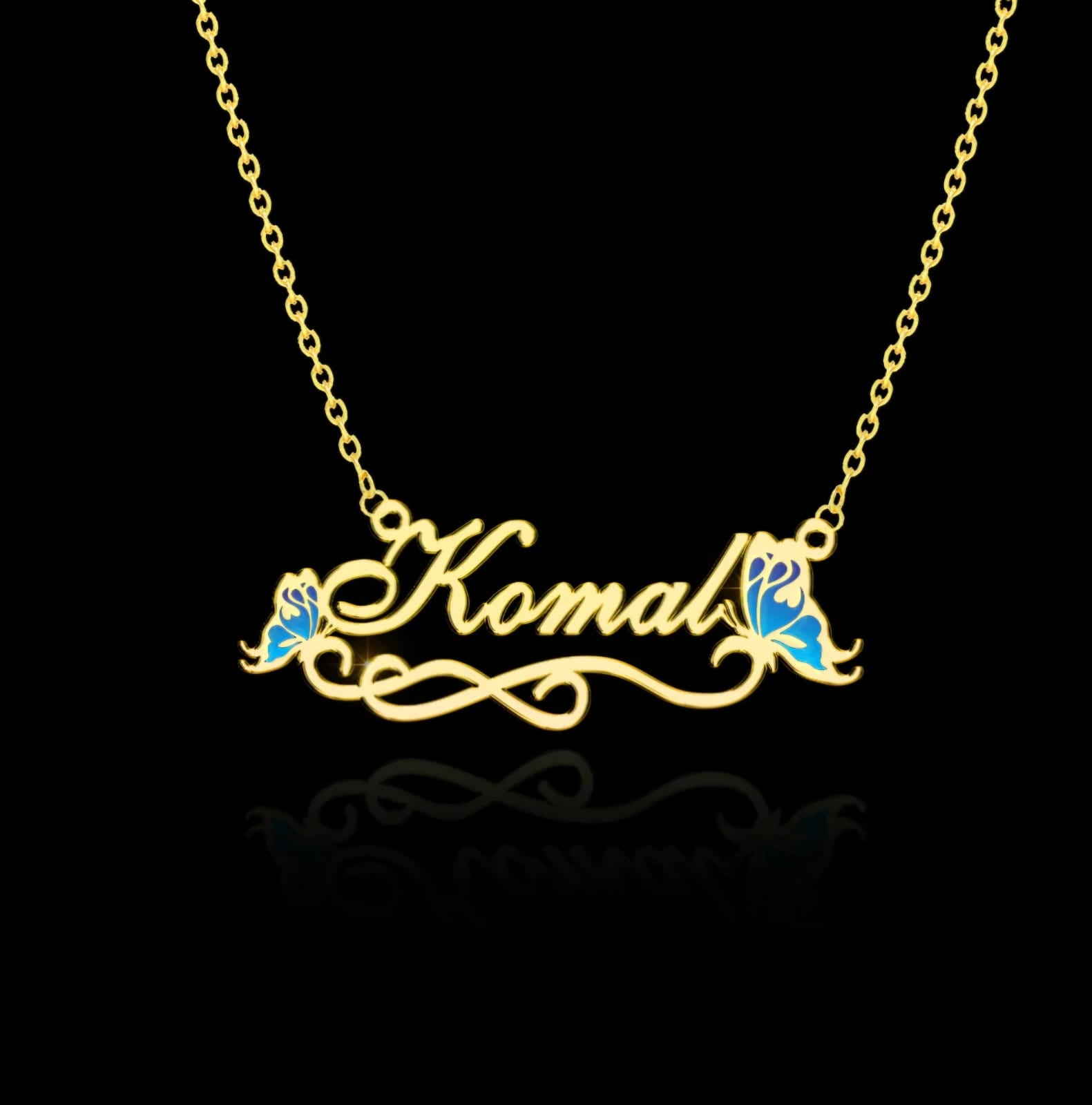 Custom Enamel Name Necklace – CNC Flower Engraved