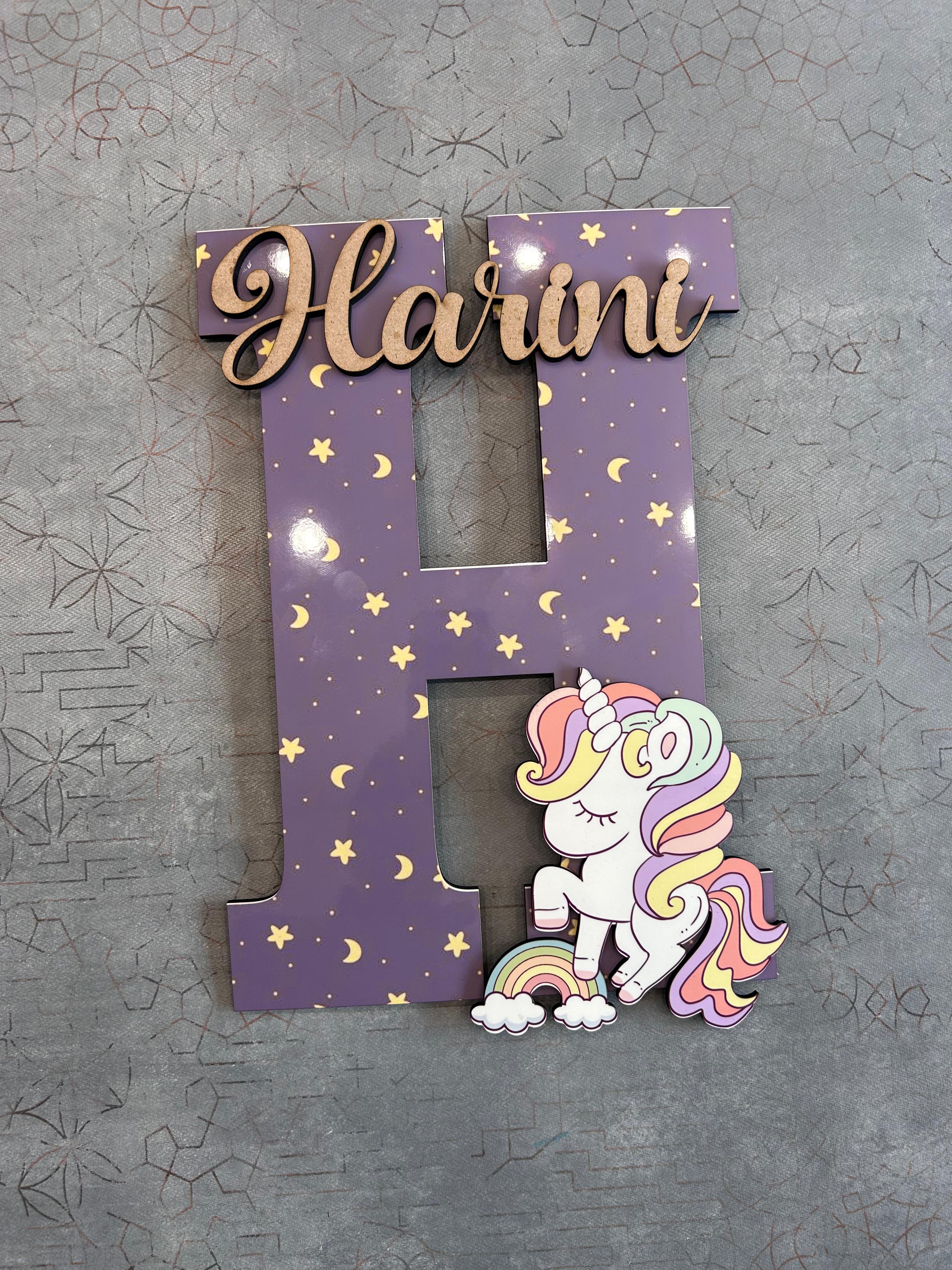 Customised Kids Initial Name Plate – Cartoon Theme