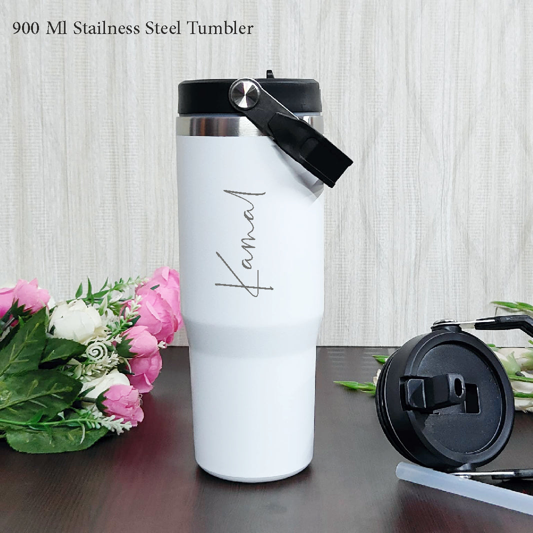 Customised Handle Tumbler – 900 ML Stainless Steel