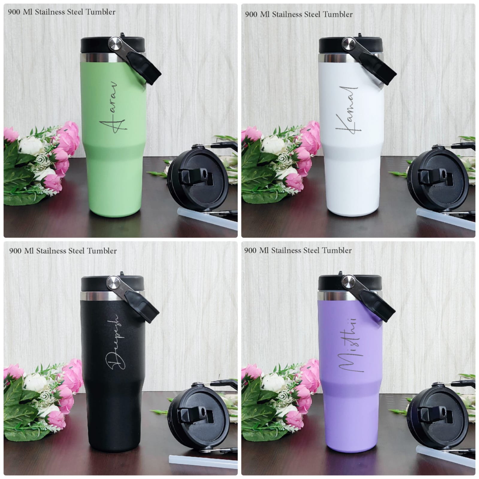 Customised Handle Tumbler – 900 ML Stainless Steel