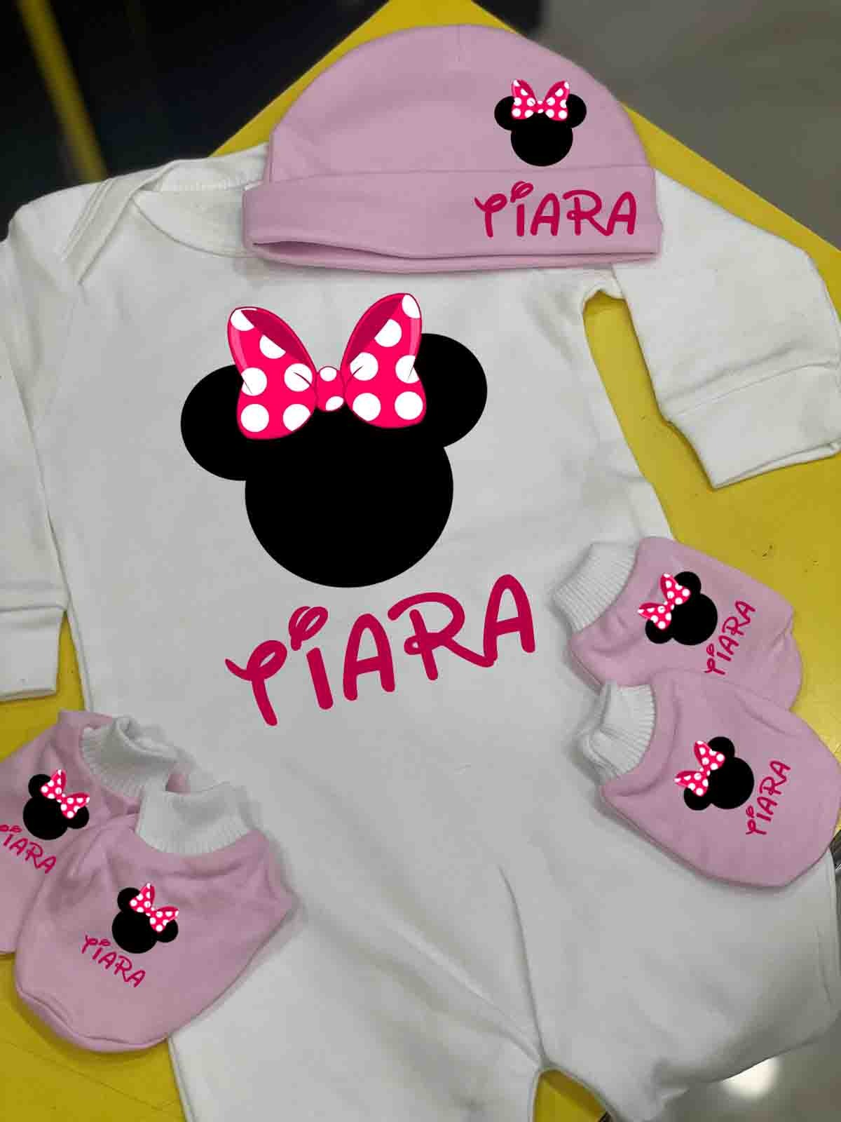 Customised Babywear Gift Set – Romper, Cap & Mittens