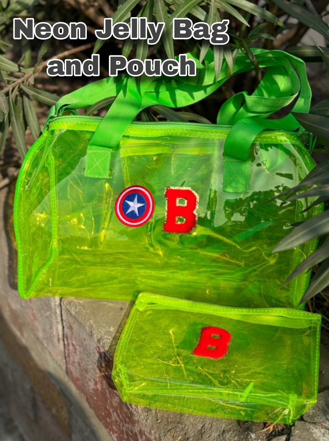 Neon Jelly Triangle Duffel Bag & Pouch – Custom Combo