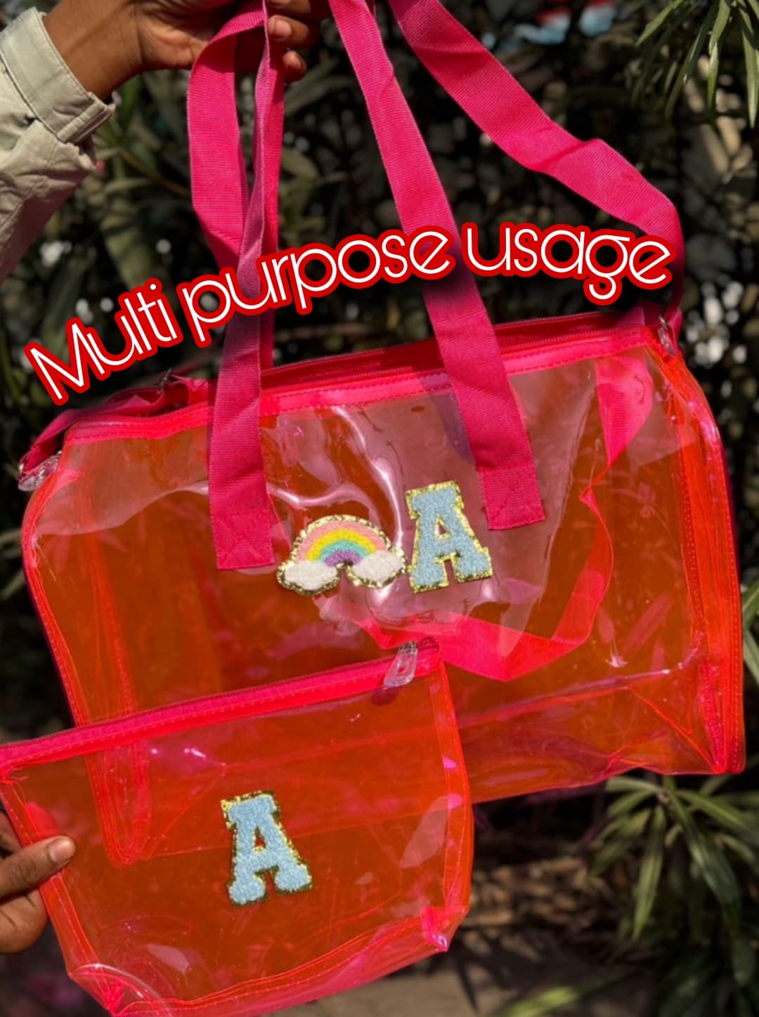 Neon Jelly Triangle Duffel Bag & Pouch – Custom Combo