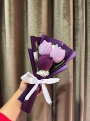 3 Tulip Handmade Crochet Bouquet – Eco-Friendly Floral Gift