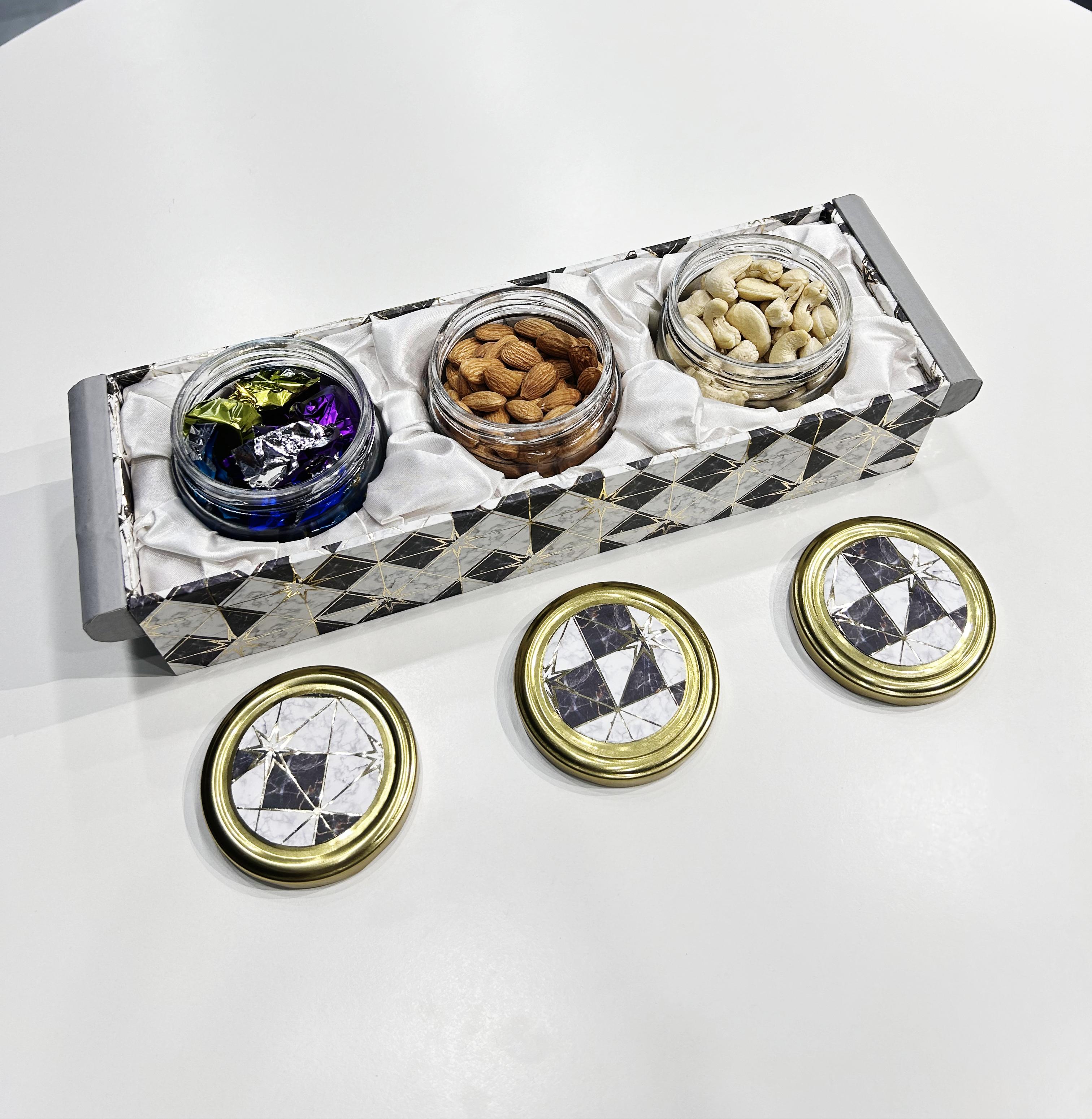 3 Fruit Dry Fruti Jar Tray