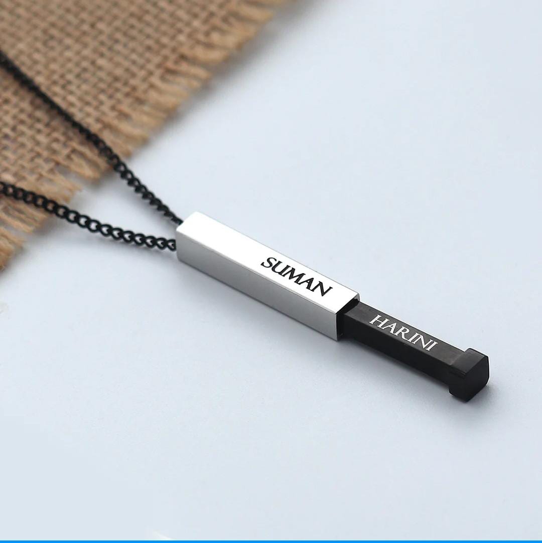 Customize Couple Name Bar Pendant