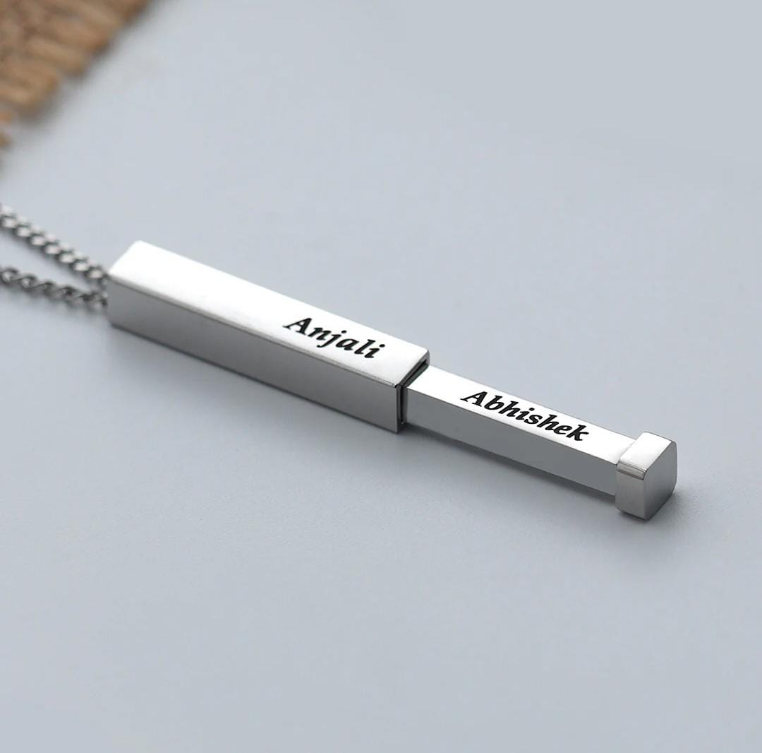 Customize Couple Name Bar Pendant