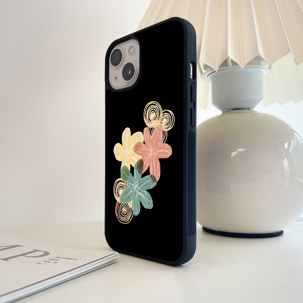 Soft Bloom Sketch Glass Case