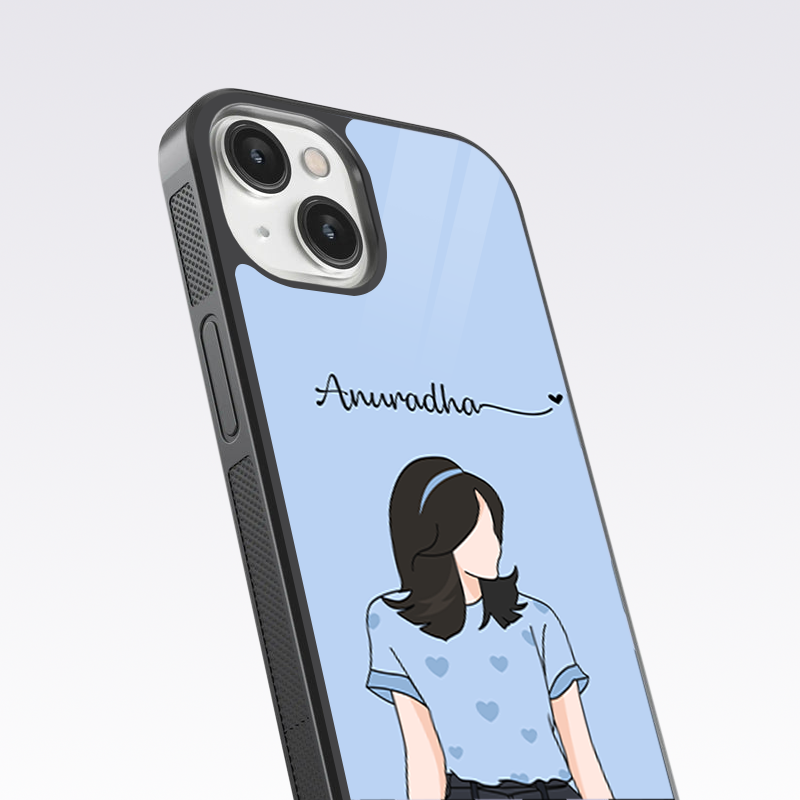 Cute Couple V2 Custom Name Glass Case