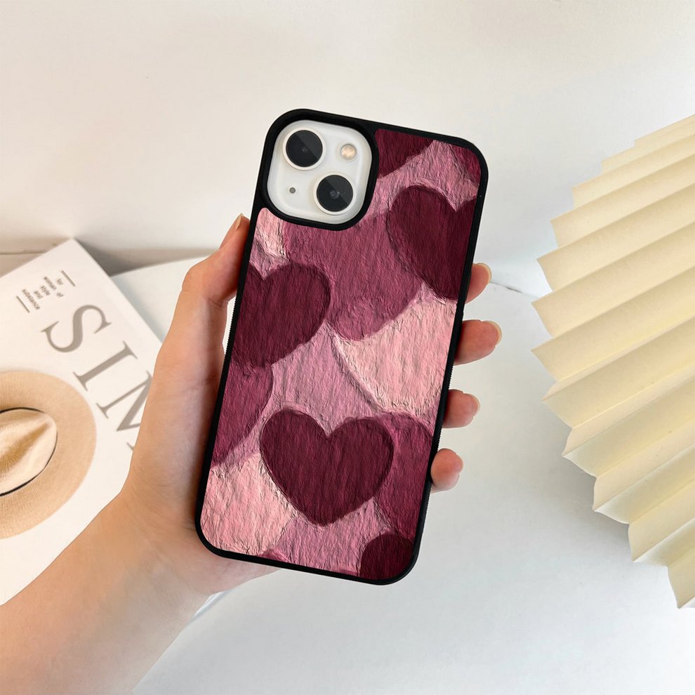 Layered Paper Hearts Glass Case