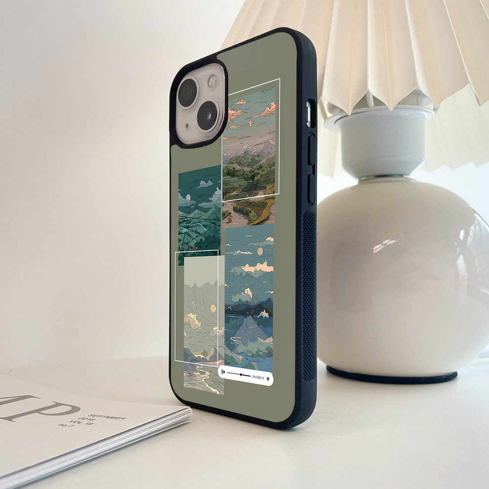 Scenery collages with moon Glass Case