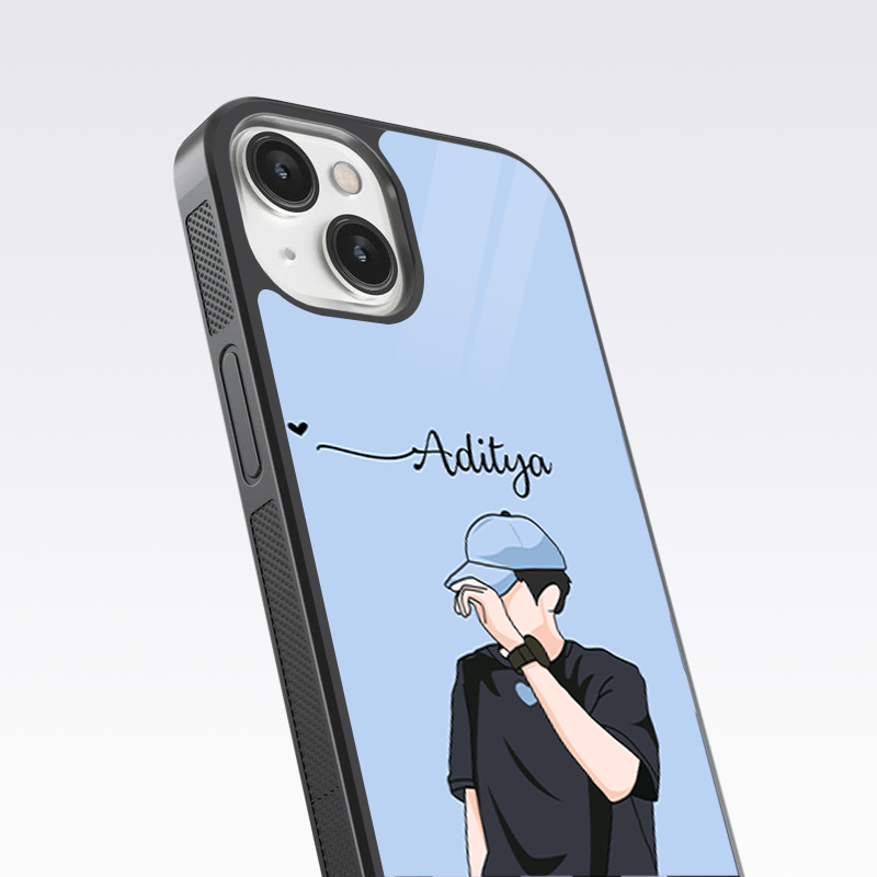 Cute Couple V2 Custom Name Glass Case