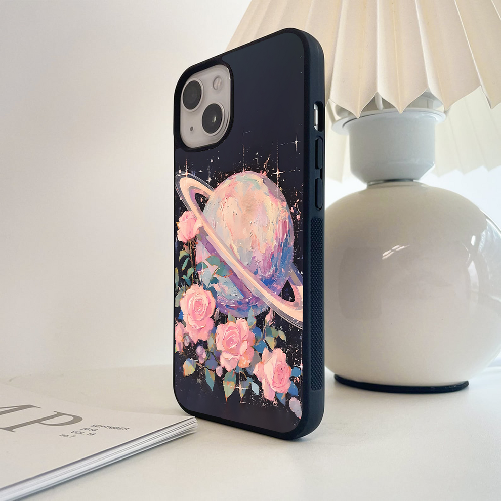 Saturn With Roses Glass Case