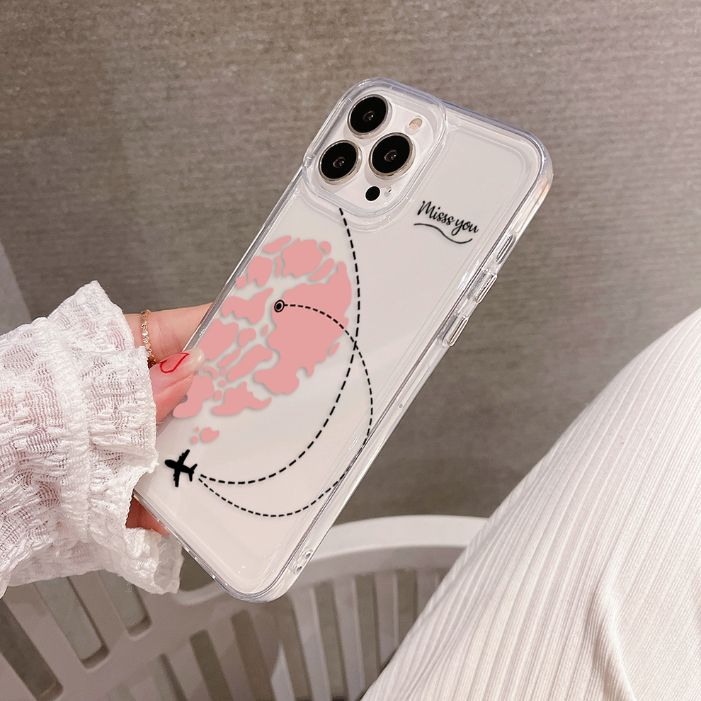 Travel Heart Map Couple Clear Silicon Case