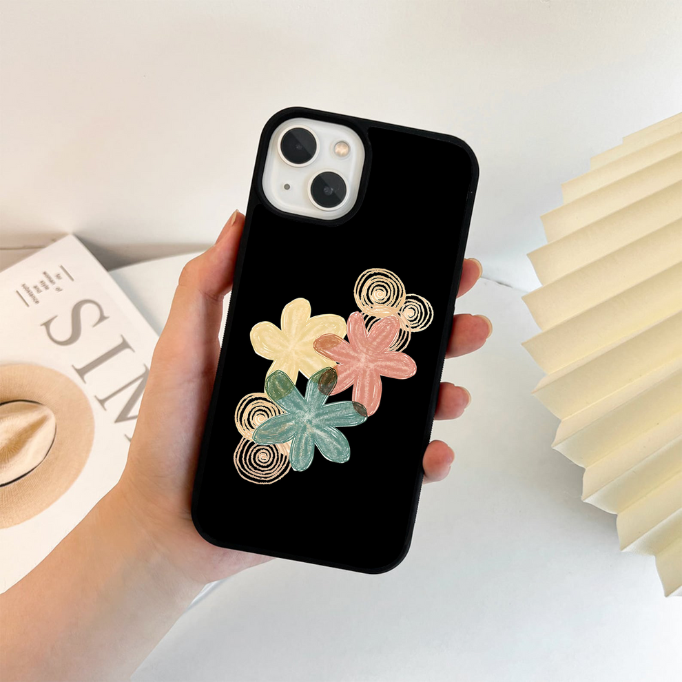 Soft Bloom Sketch Glass Case