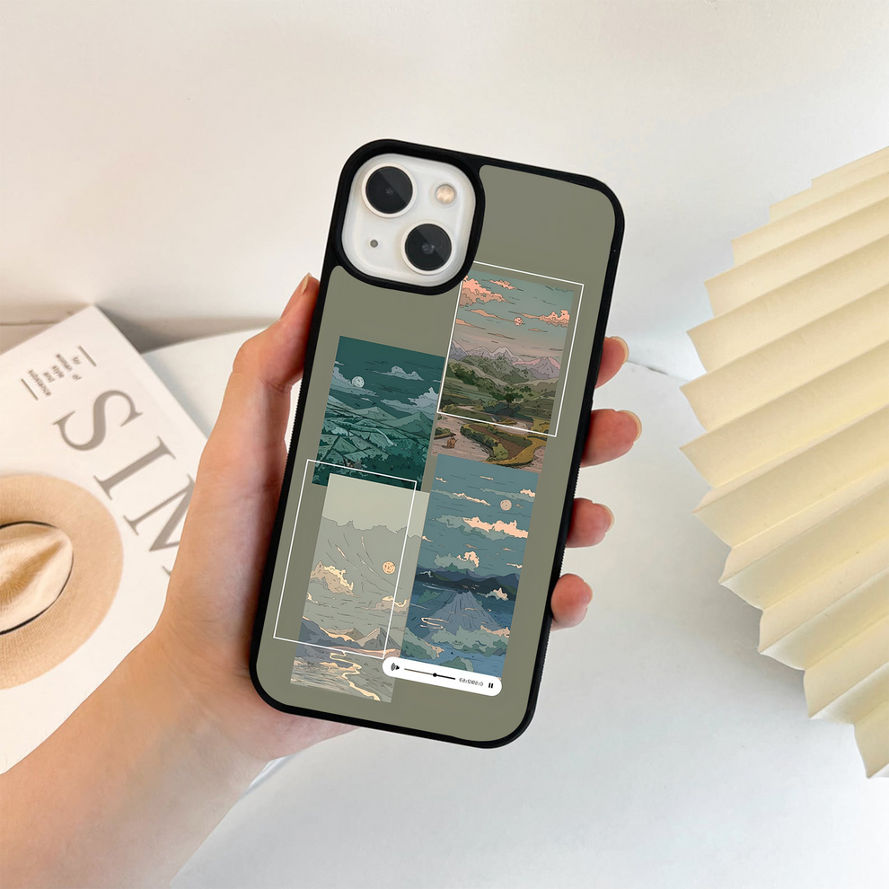 Scenery collages with moon Glass Case