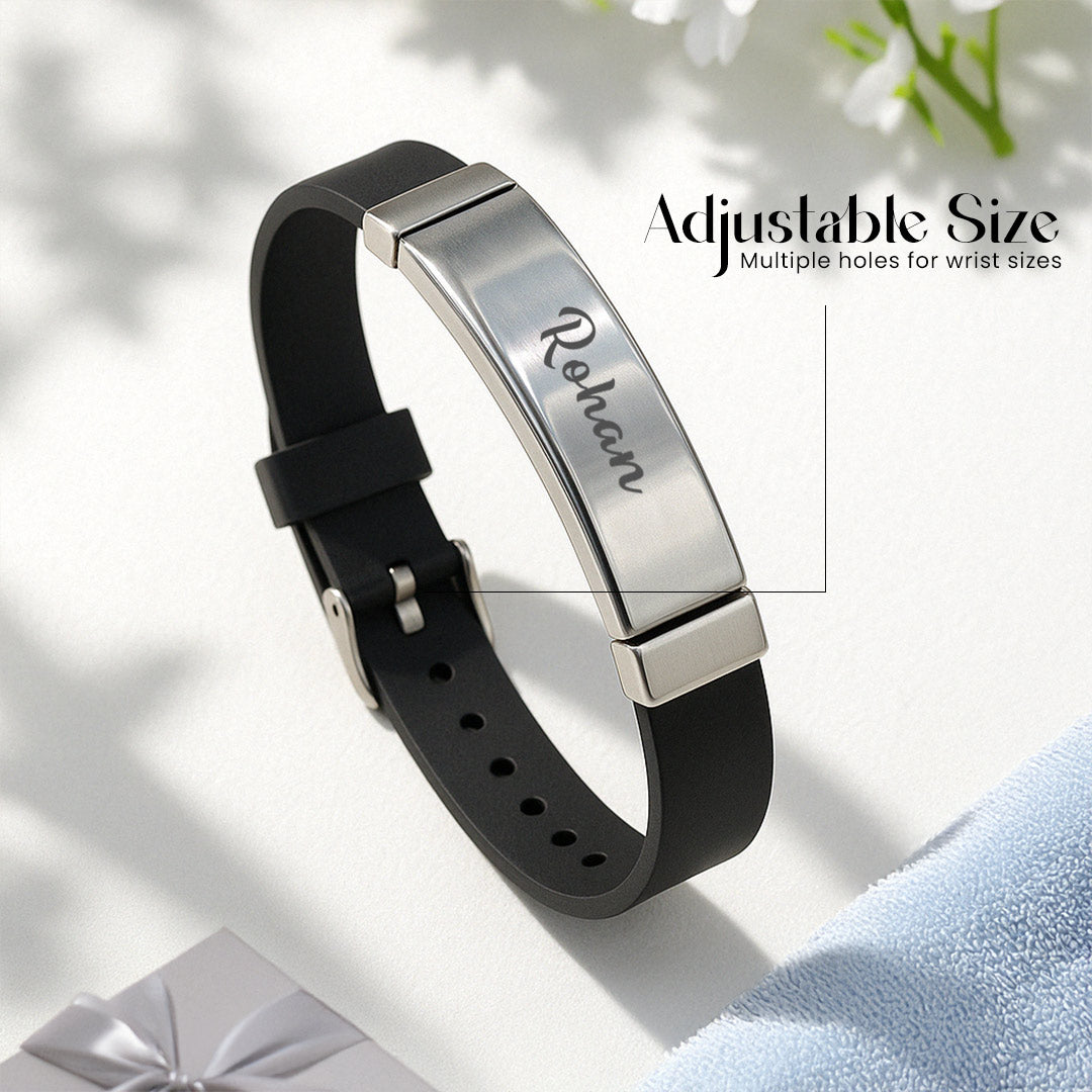 Men’s Name Leather Bracelet – Personalized Gift