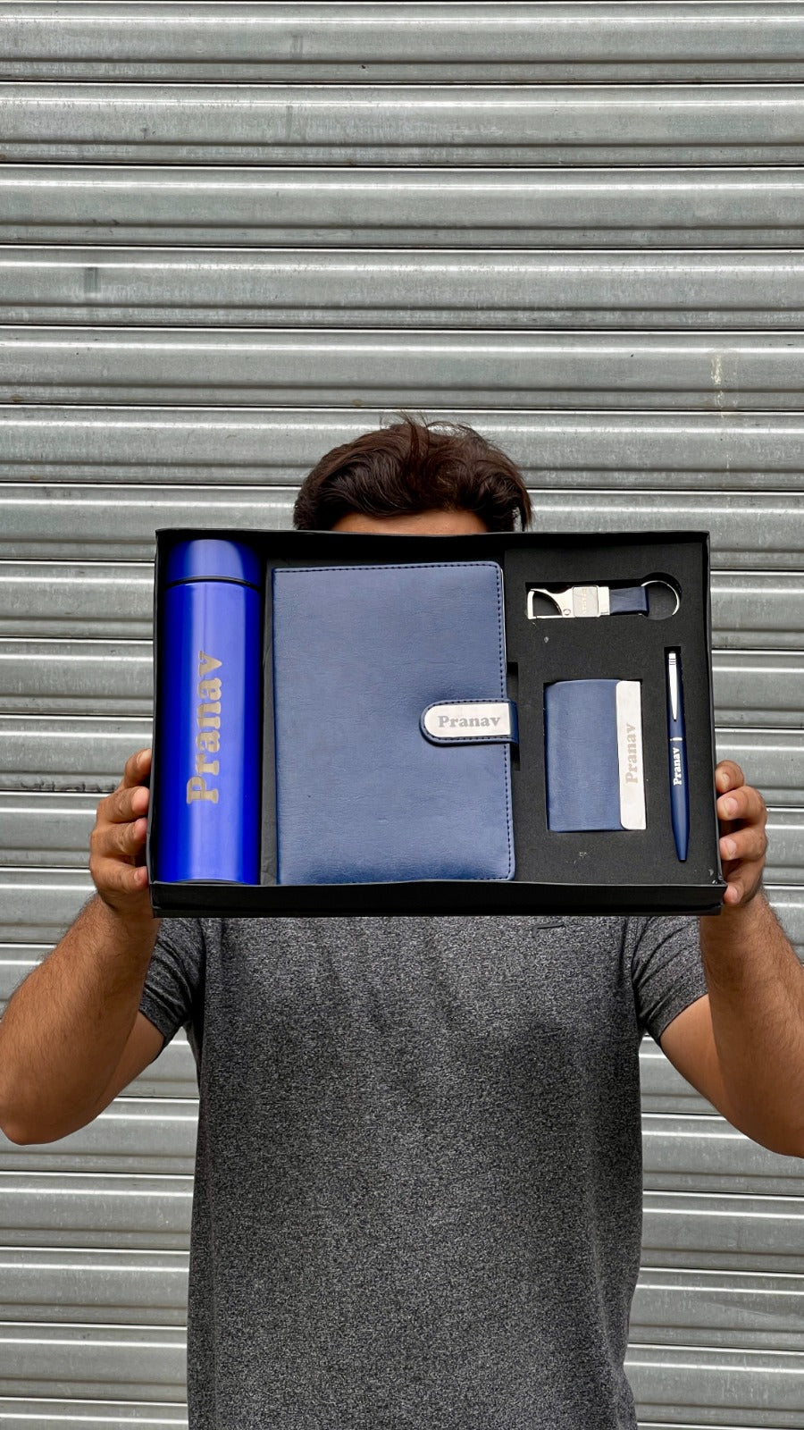 Luxury Personalized Gift Set – 5 in 1 Combo (Bottle, Diary, Card Holder, Keychain & Pen)