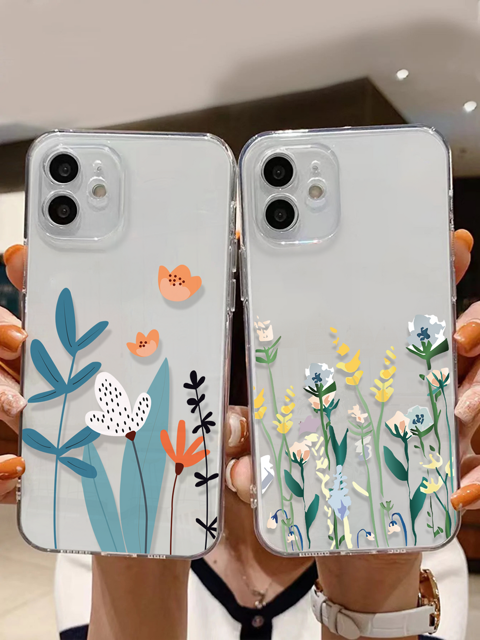 Lovely Floral Family Design Clear Silicon Case Cover