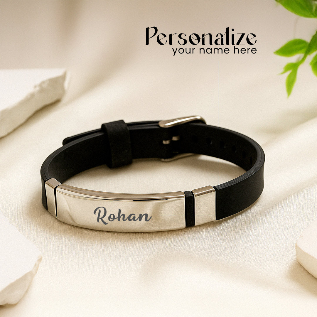 Men’s Name Leather Bracelet – Personalized Gift