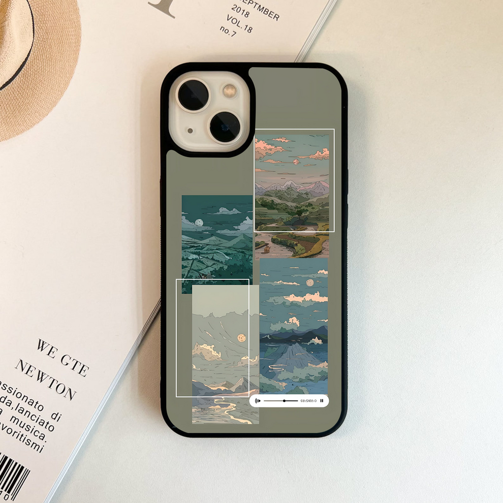 Scenery collages with moon Glass Case