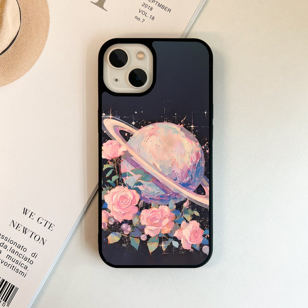 Saturn With Roses Glass Case