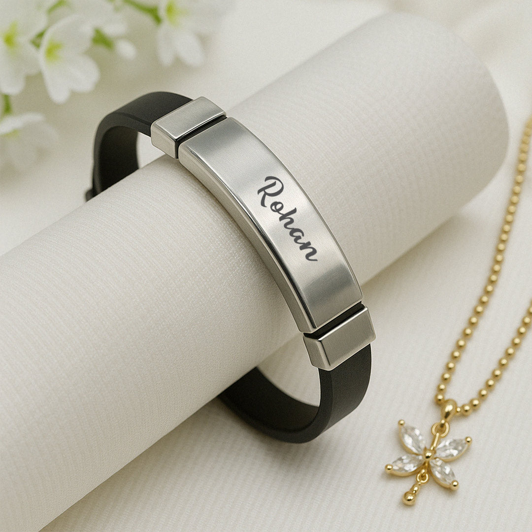 Men’s Name Leather Bracelet – Personalized Gift