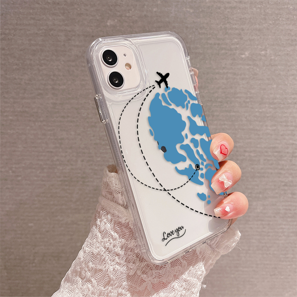 Travel Heart Map Couple Clear Silicon Case