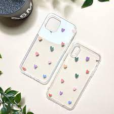 Cute Filled/Clear Heart Cases Clear Silicon Case Cover
